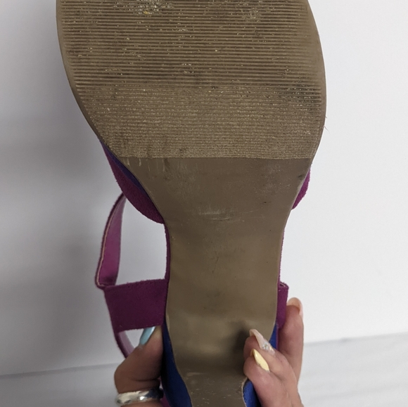 Olsenboye Peep toe Ankle Strap Purple and Blue Stiletto Sandals 8.5 - Picture 6 of 13